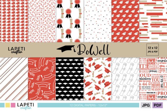 Download Red Graduation Scrapbooking Paper Pack - Scrapbooking Collection