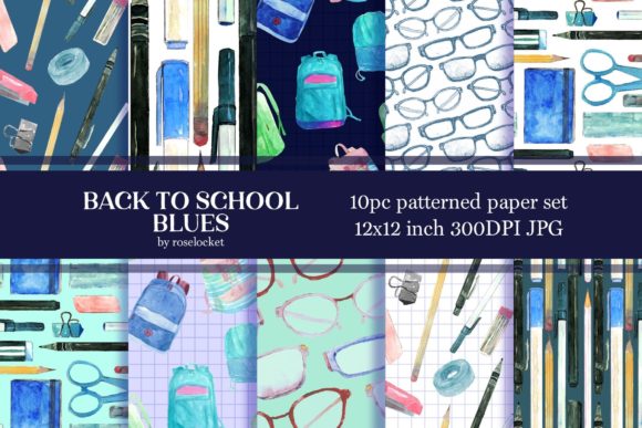 Download Back to School Blue Repeating Patterns - Premium Resources