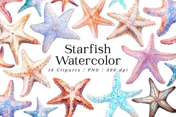 Download Sea Stars Starfish Watercolor Cliparts - Stars Collection