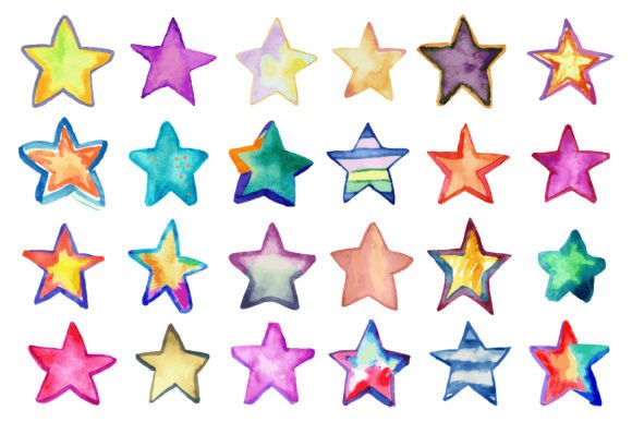Download Hand Drawn Watercolor Stars - Stars Collection