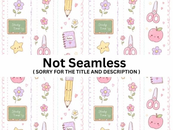 Download Kawaii School Supplies Seamless Pattern - Premium Resources