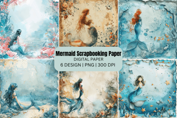 Download Mermaid Scrapbooking Paper Background - Scrapbooking Collection